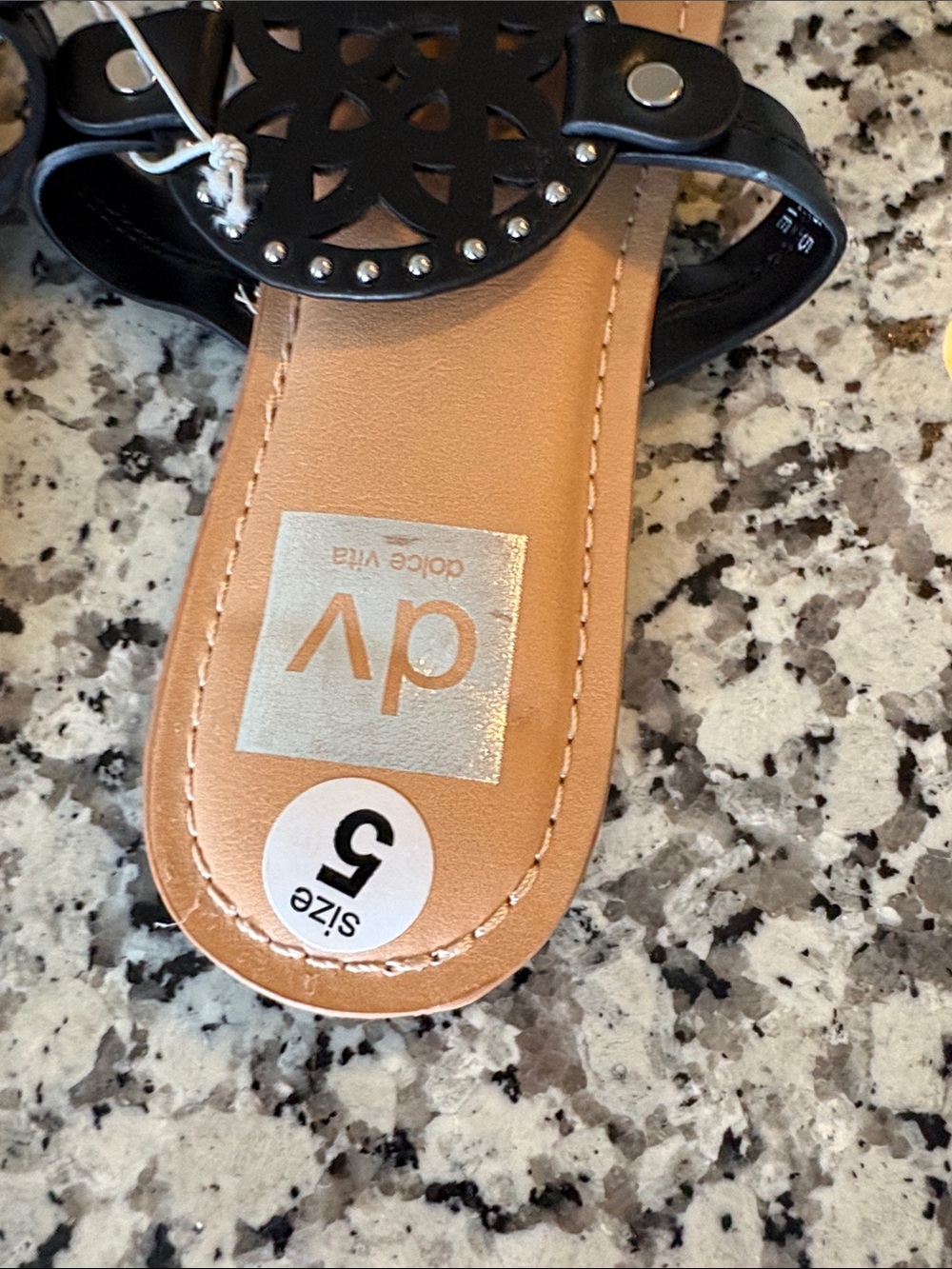 DV by Dolce Vita Black Cutout Medallion Thong Sandals - Picture 2 of 5